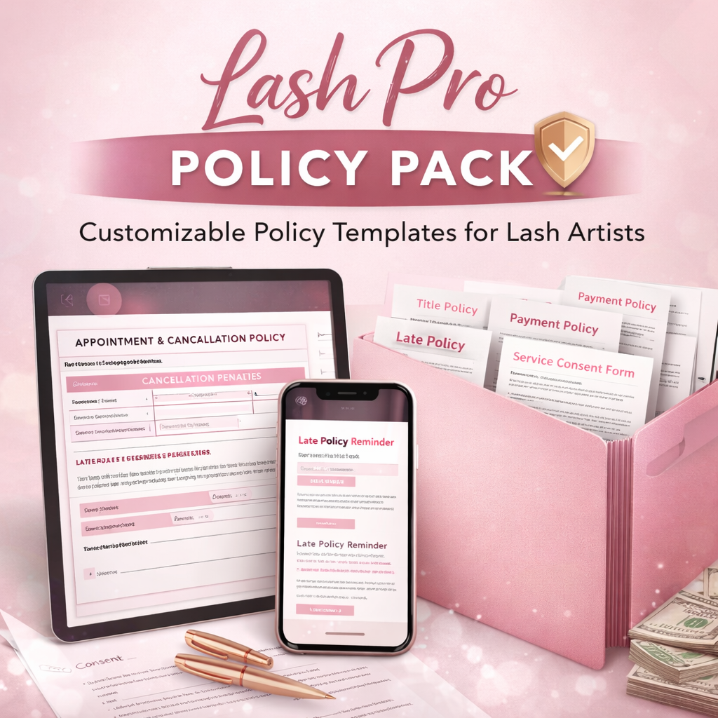 Lash Artist Policy Pack | Lash Consent Forms, Client Agreements, No-Show & Cancellation Policies for Lash Techs