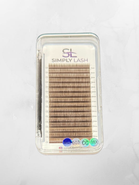 Brown 0.03 CC Curl Lash Extensions | Mixed Tray 7–14 mm