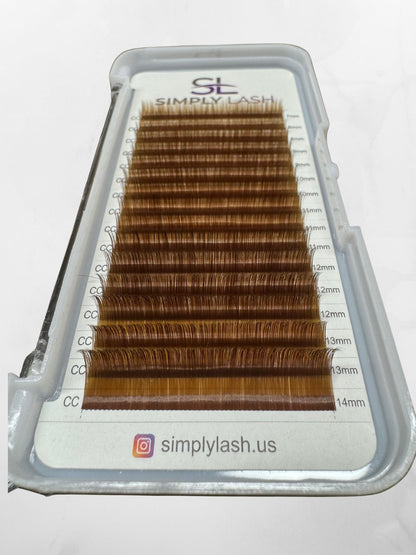 Brown 0.03 CC Curl Lash Extensions | Mixed Tray 7–14 mm