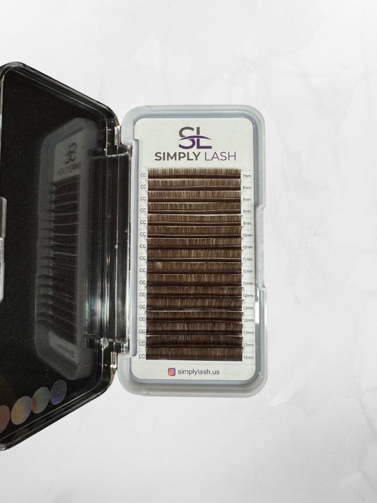 Black Brown 0.03 CC Curl Lash Extensions | Mixed Tray 7–14 mm